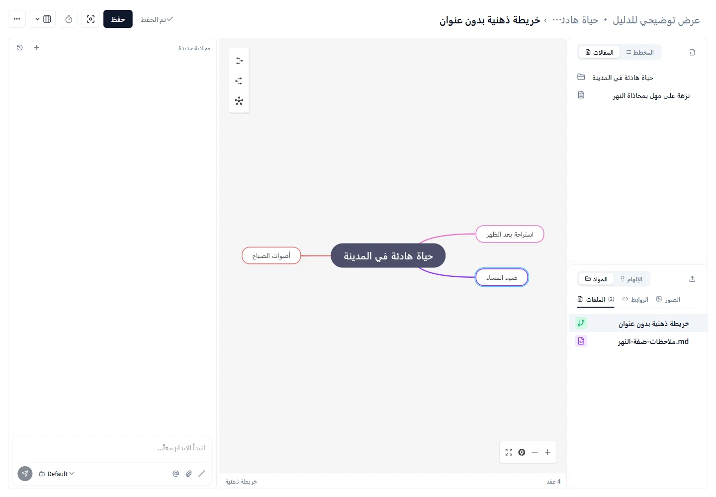 تعديل الفروع على لوحة الخريطة الذهنية