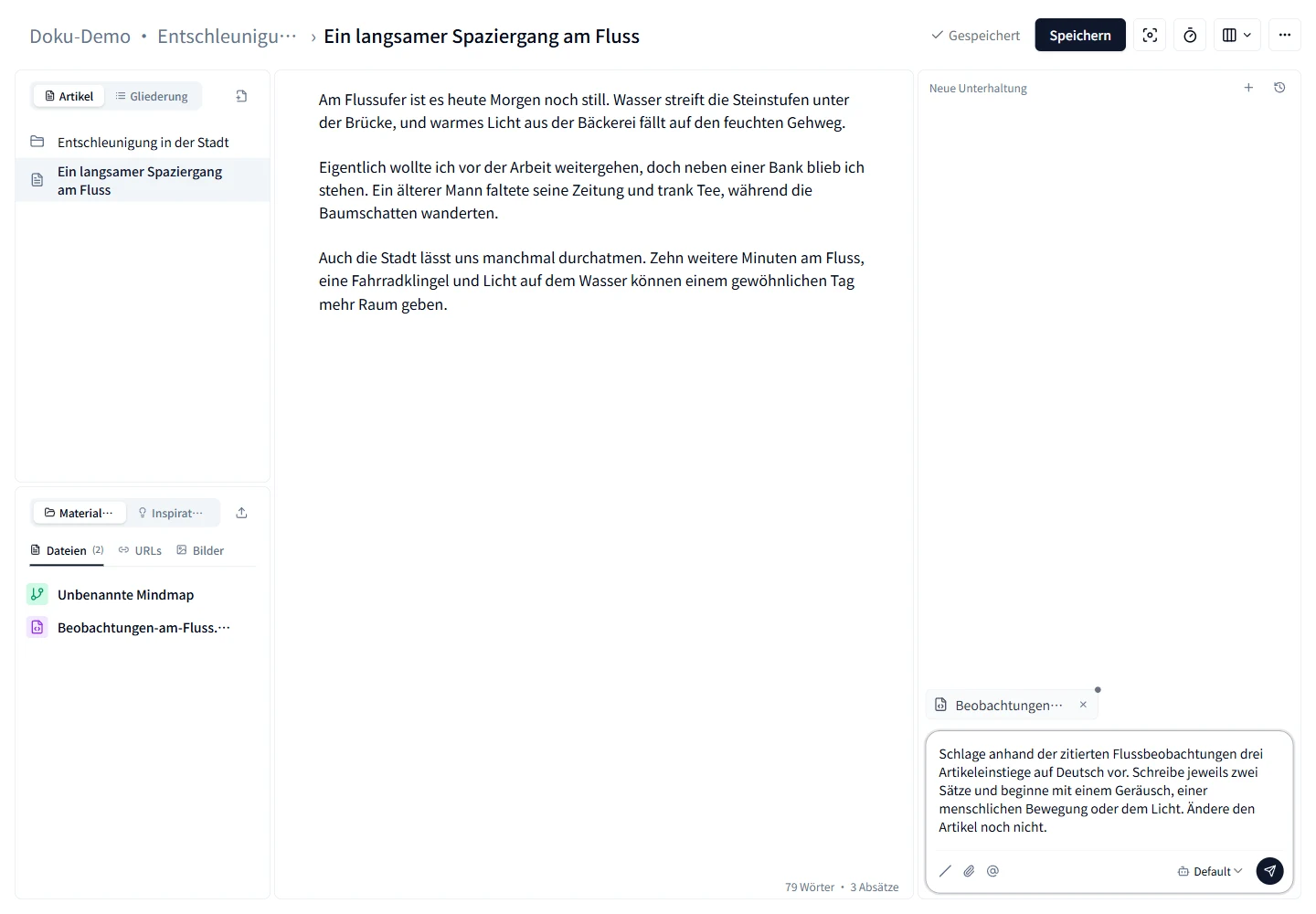 Projektmaterialien im KI-Chat referenzieren