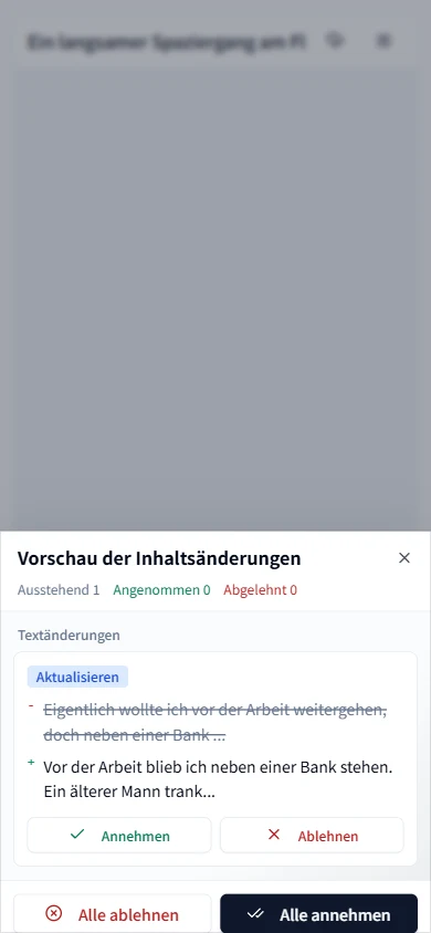 KI-Textänderungen auf dem Smartphone prüfen