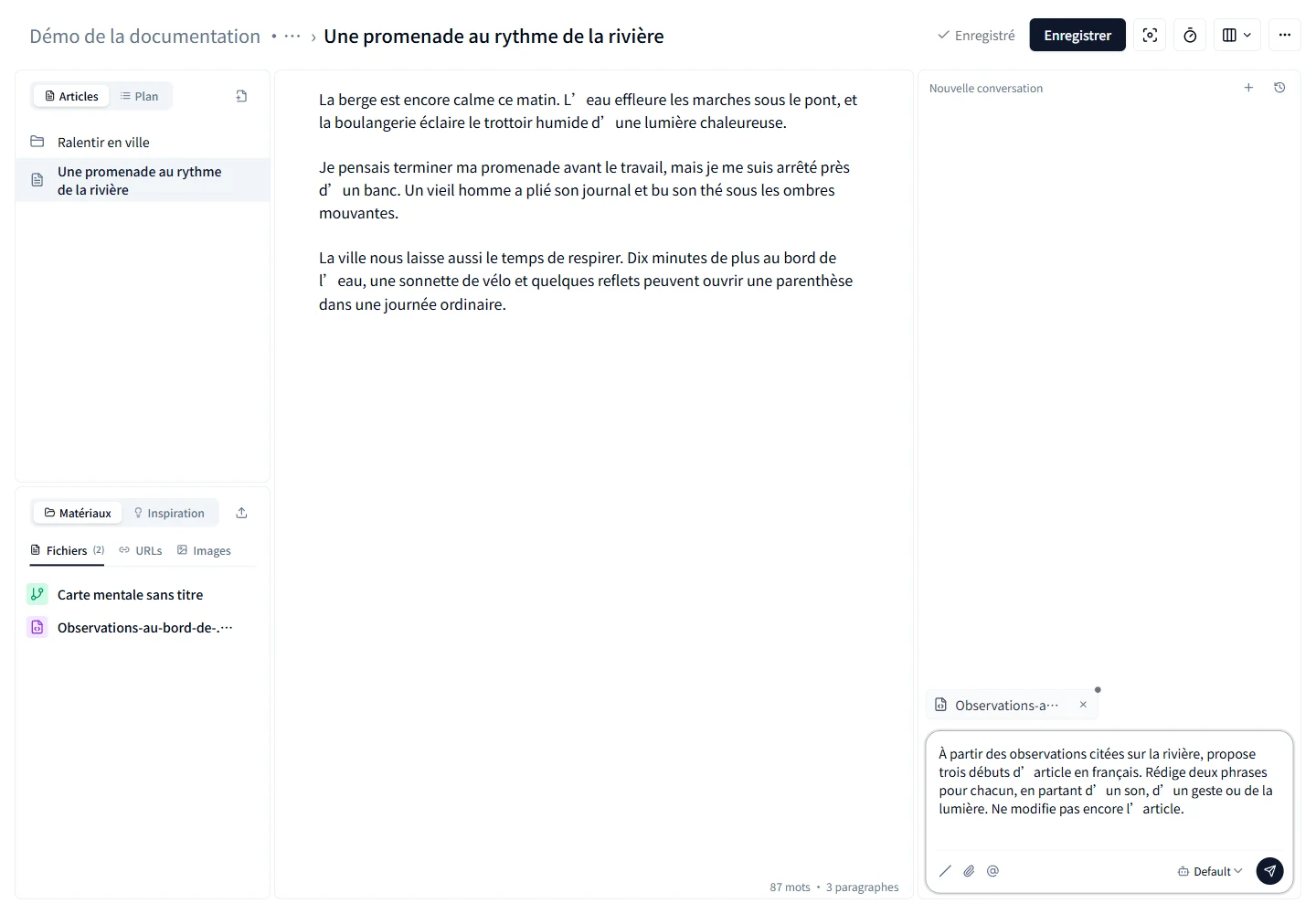 Référencer les documents du projet dans le chat IA