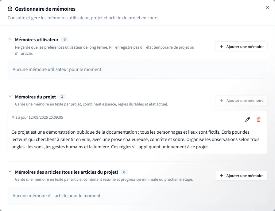 Gérer les informations mémorisées par l'IA
