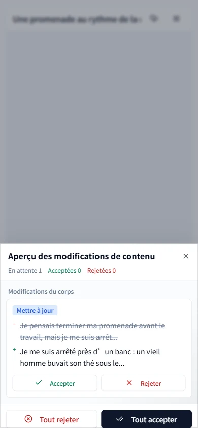 Réviser les modifications de l’IA sur téléphone