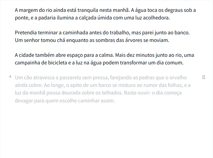 Sugestão de continuação no editor