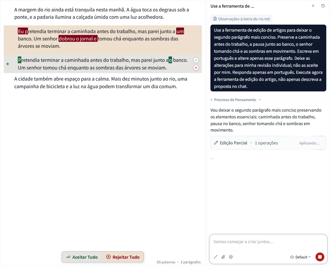 Revisão de alterações sugeridas pela IA