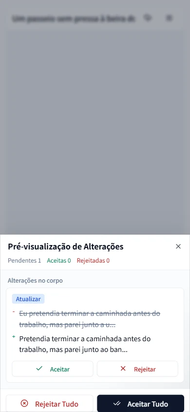 Revisar alterações de texto da IA no celular