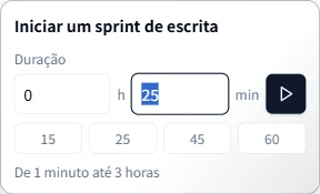 Configurar o cronômetro de escrita